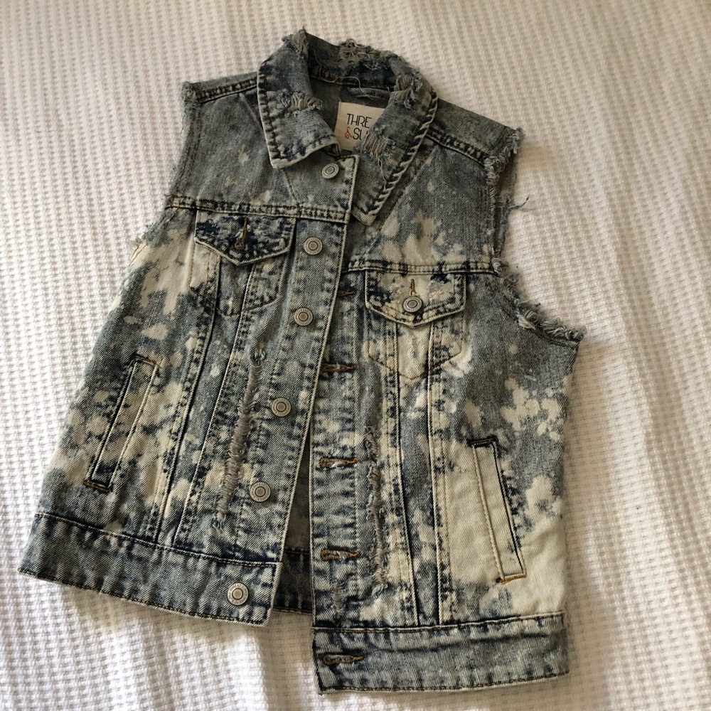 Distressed jean vest